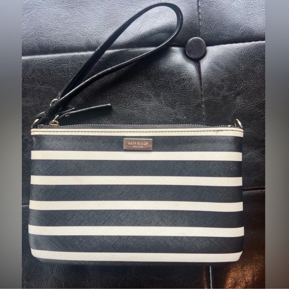 Kate Spade Striped Black and White Wristlet - Picture 1 of 3